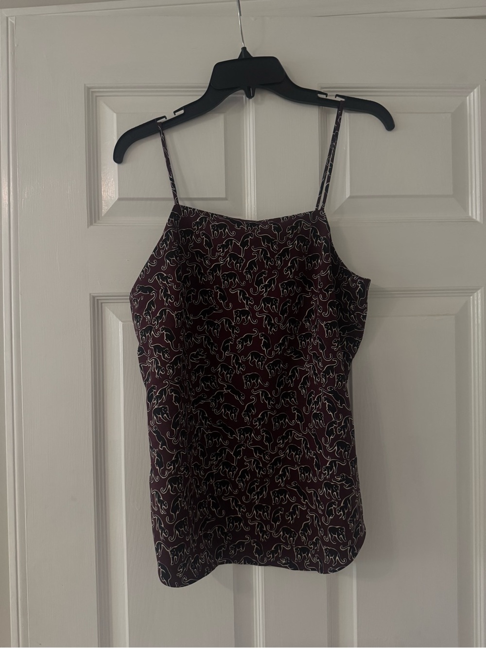 Ann Taylor Burgundy Printed Spaghetti-Strap Camisole
